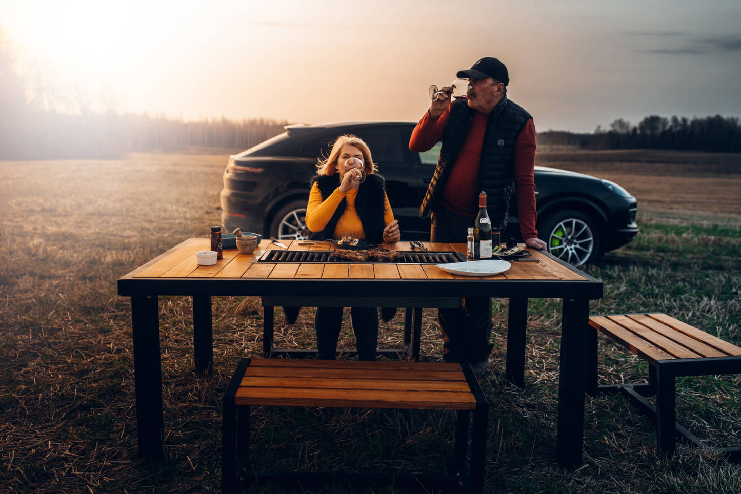 Charcoal BBQ Grill Table